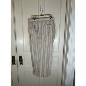 Old Navy Linen Blend Drawstring Cropped Wide Leg Pants Womens Size 4X Tan NWT